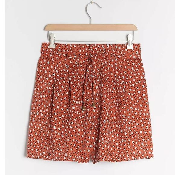 New Anthropologie x The Odells Malmo Belted Beach Shorts $248 SIZE 6 Red Motif - Picture 2 of 5